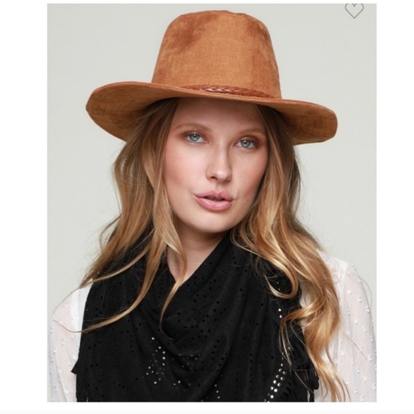 Faux Suede Panama Hat With Antique Bead Accent✨️ - Picture 2 of 8